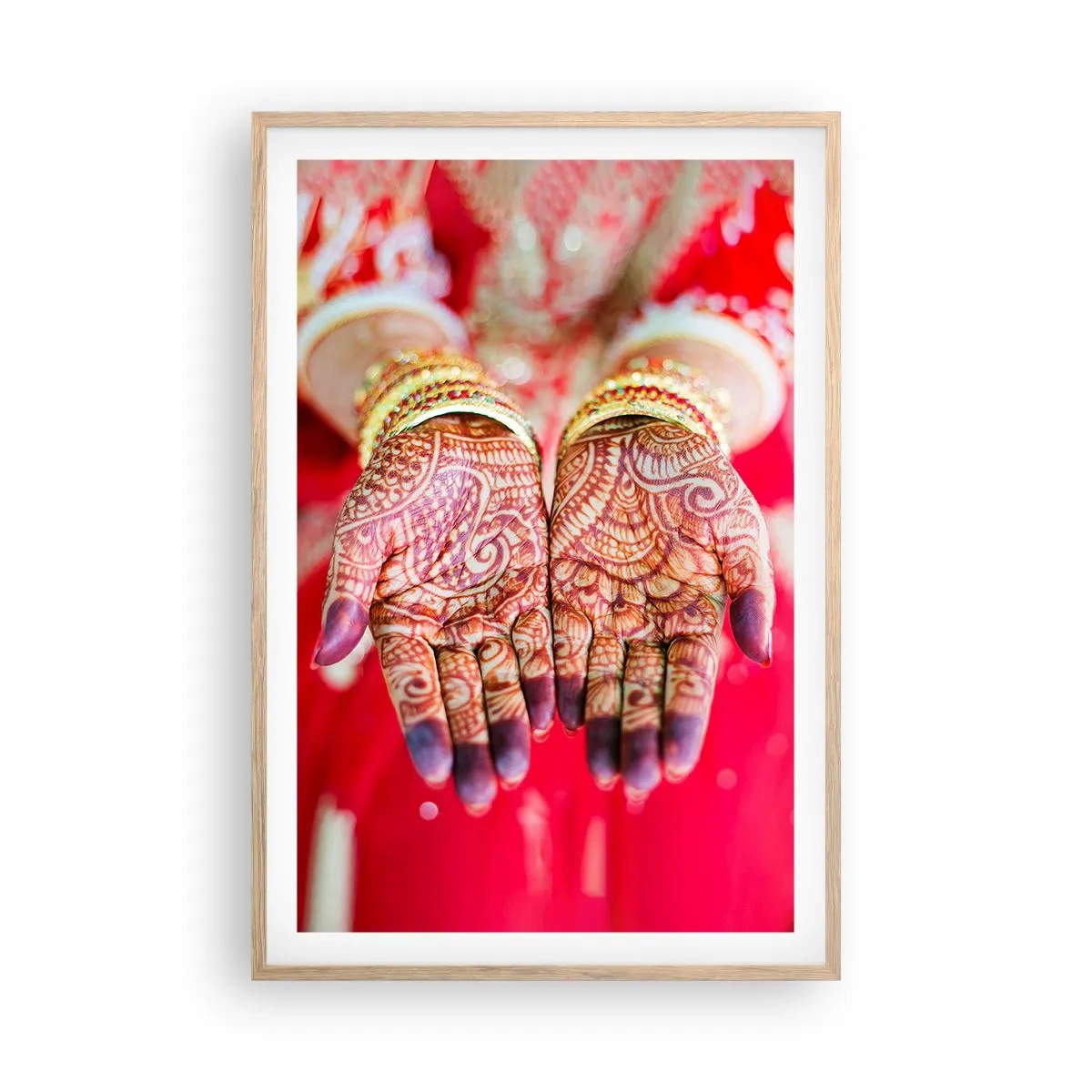 Póster en marco roble claro - Ritual con las manos - 61x91 cm