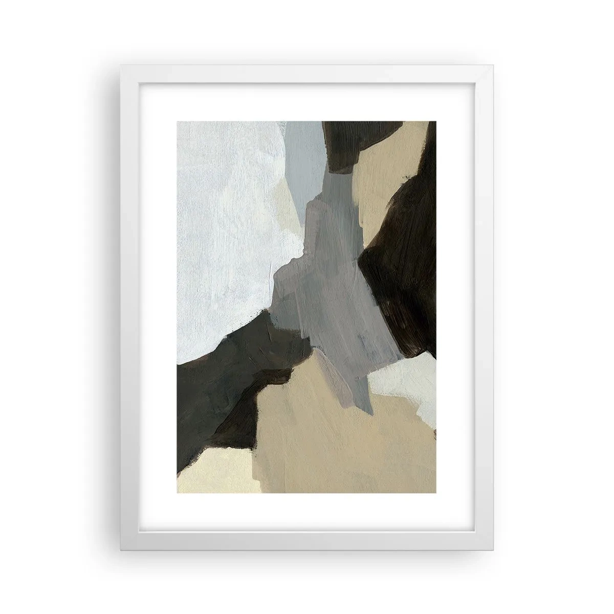 Póster en marco blanco - Abstracción: partes del gris - 30x40 cm