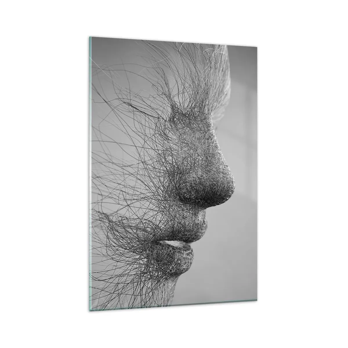Cuadro sobre vidrio - Impresiones sobre Vidrio - Perfil facial artístico creado con líneas delicadas. - 80x120cm - Espíritu del viento - Decoración de pared moderna para salón y dormitorio ARTTOR