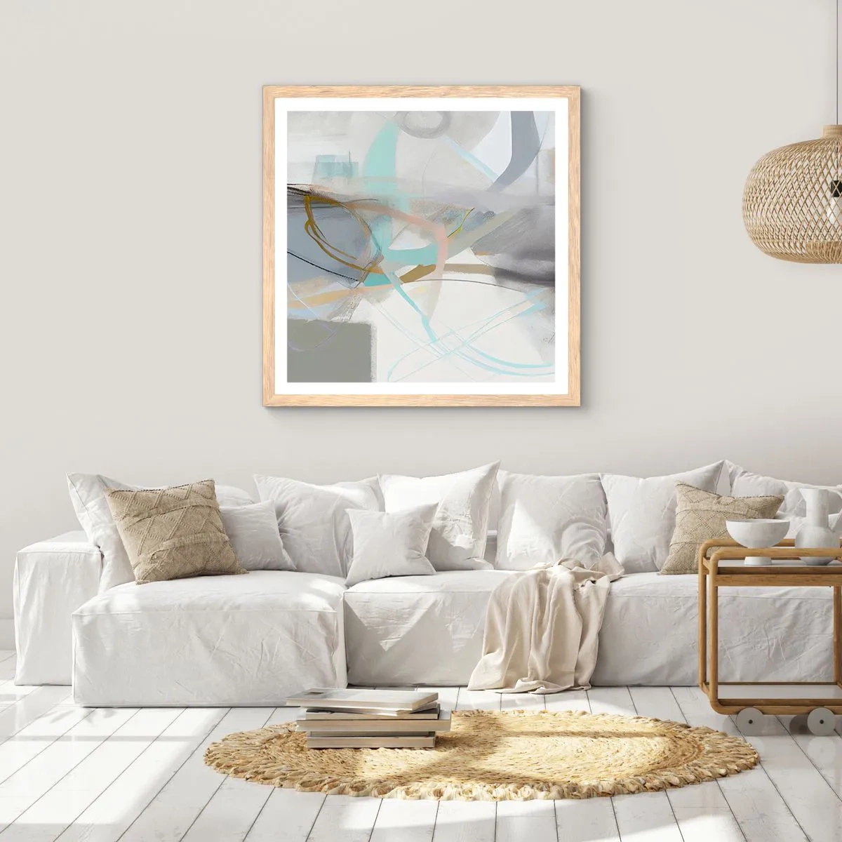 Póster en marco roble claro - Abstracción brumosa - 40x40 cm