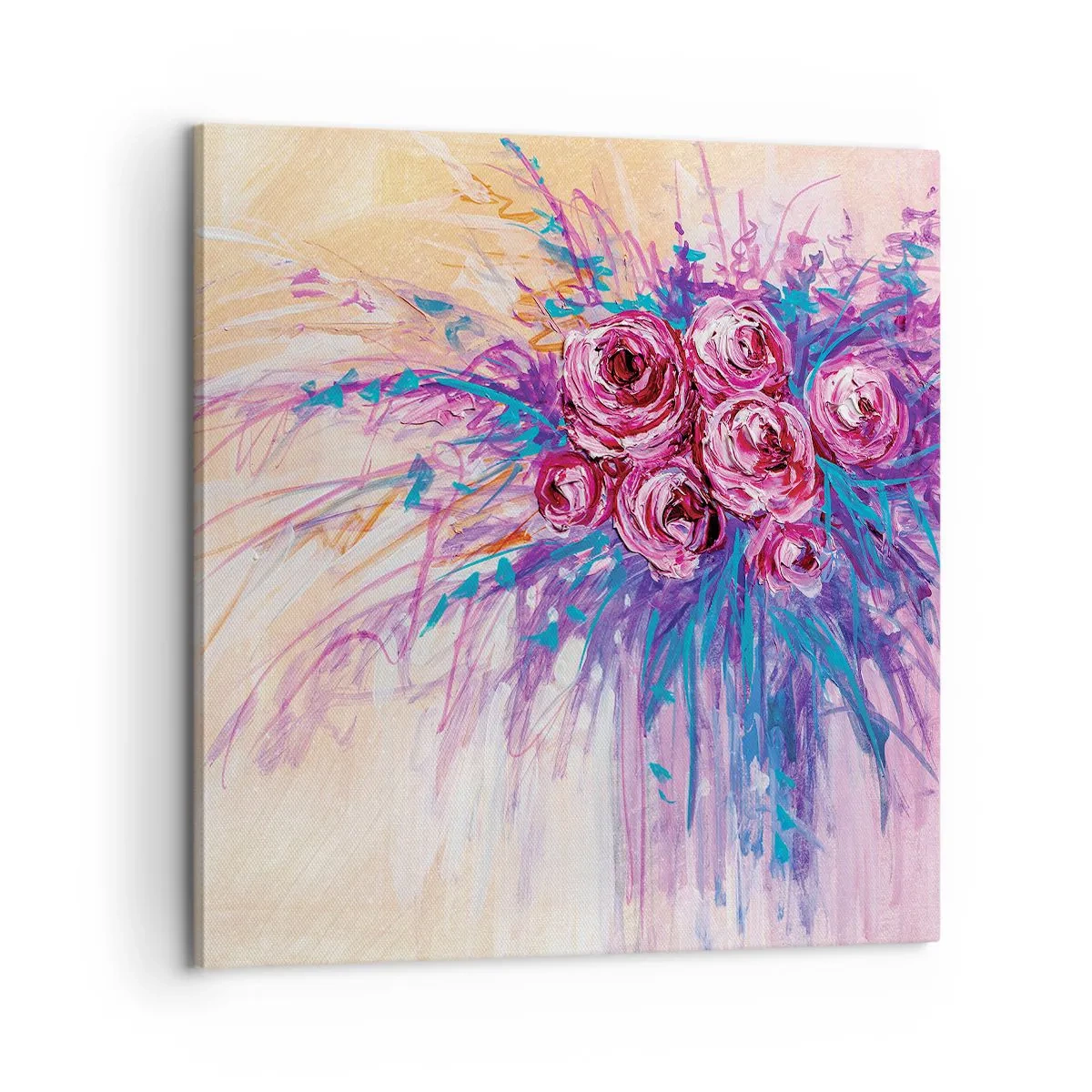 Cuadro sobre lienzo - Impresión de Imagen - Fuente de rosas - 60x60 cm