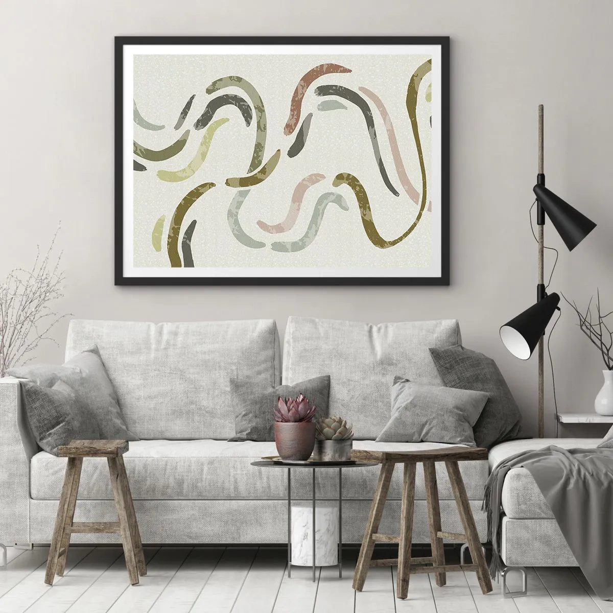 Póster en marco negro - La alegre danza de la abstracción - 91x61 cm