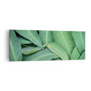 Cuadro sobre lienzo - Impresión de Imagen - Primer plano de hojas verdes que crean un patrón natural. - 140x50cm - Jugosidad y frescura - Decoración de pared moderna para salón y dormitorio ARTTOR
