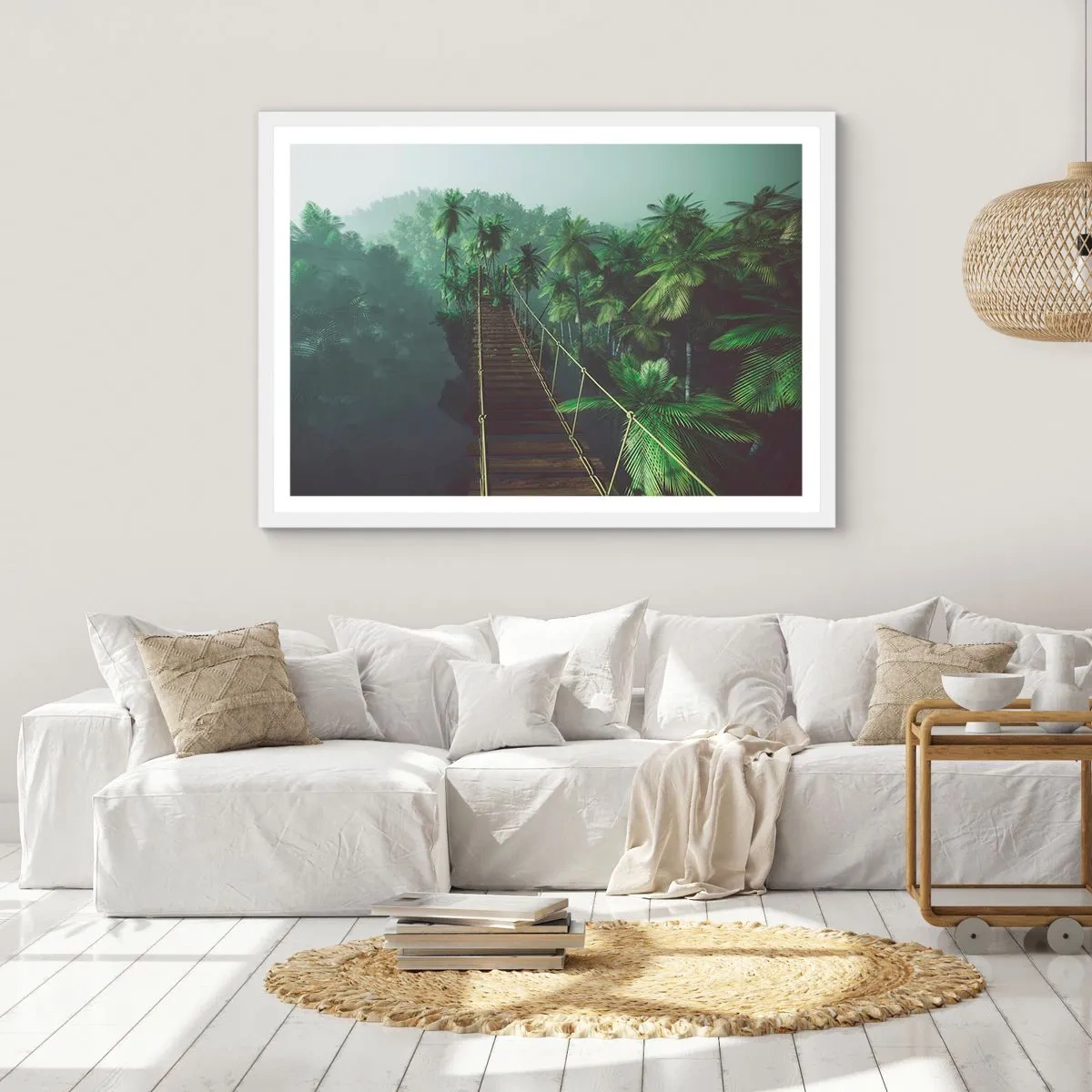 Póster en marco blanco - Sobre un mar de verde - 91x61 cm