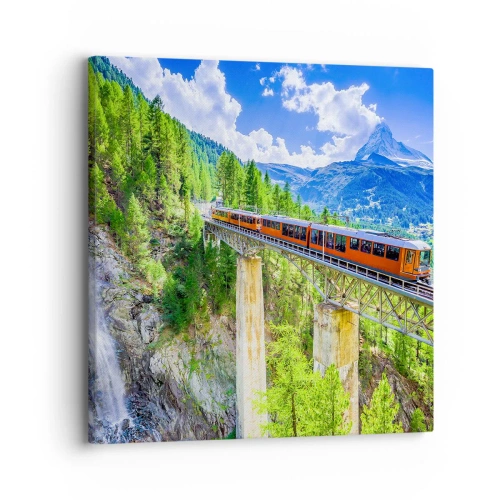 Cuadro sobre lienzo - Impresión de Imagen - Ferrocarril a los Alpes - 30x30 cm