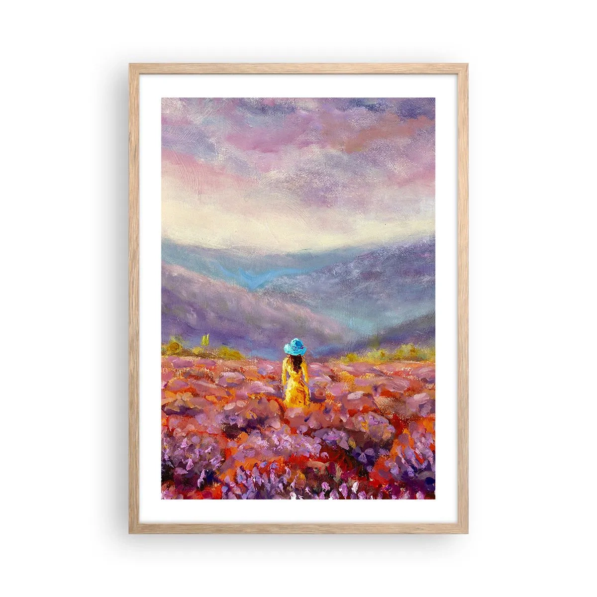 Póster en marco roble claro - En un mundo de lavanda - 50x70 cm