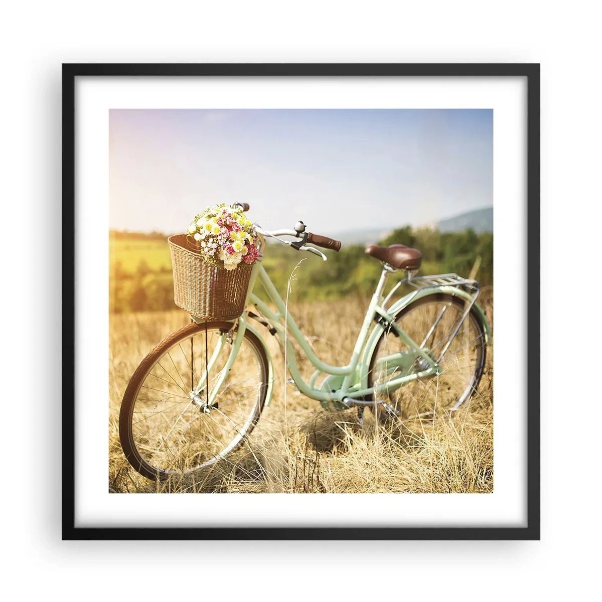 Póster en marco negro - Me quedaré aquí un tiempo - 50x50 cm