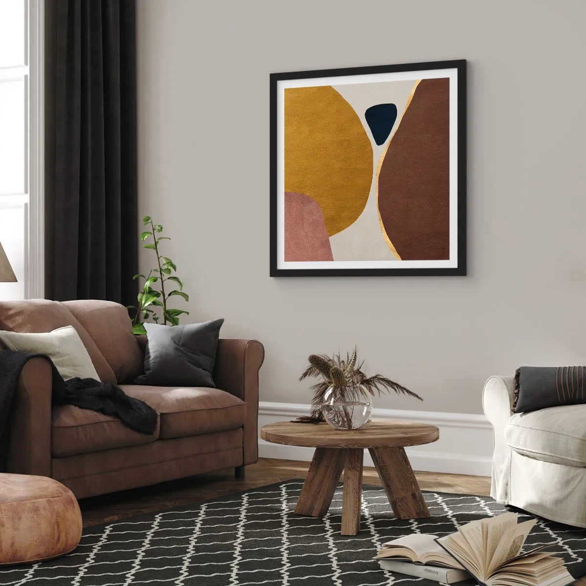 Póster en marco negro - Abstracción - un lugar en el espacio - 50x50 cm