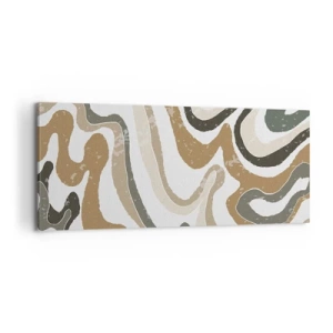 Cuadro sobre lienzo - Impresión de Imagen - Patrones terrosos en tonos marrones y verdes. - 120x50cm - Meandros de colores terrosos - Decoración de pared moderna para salón y dormitorio ARTTOR