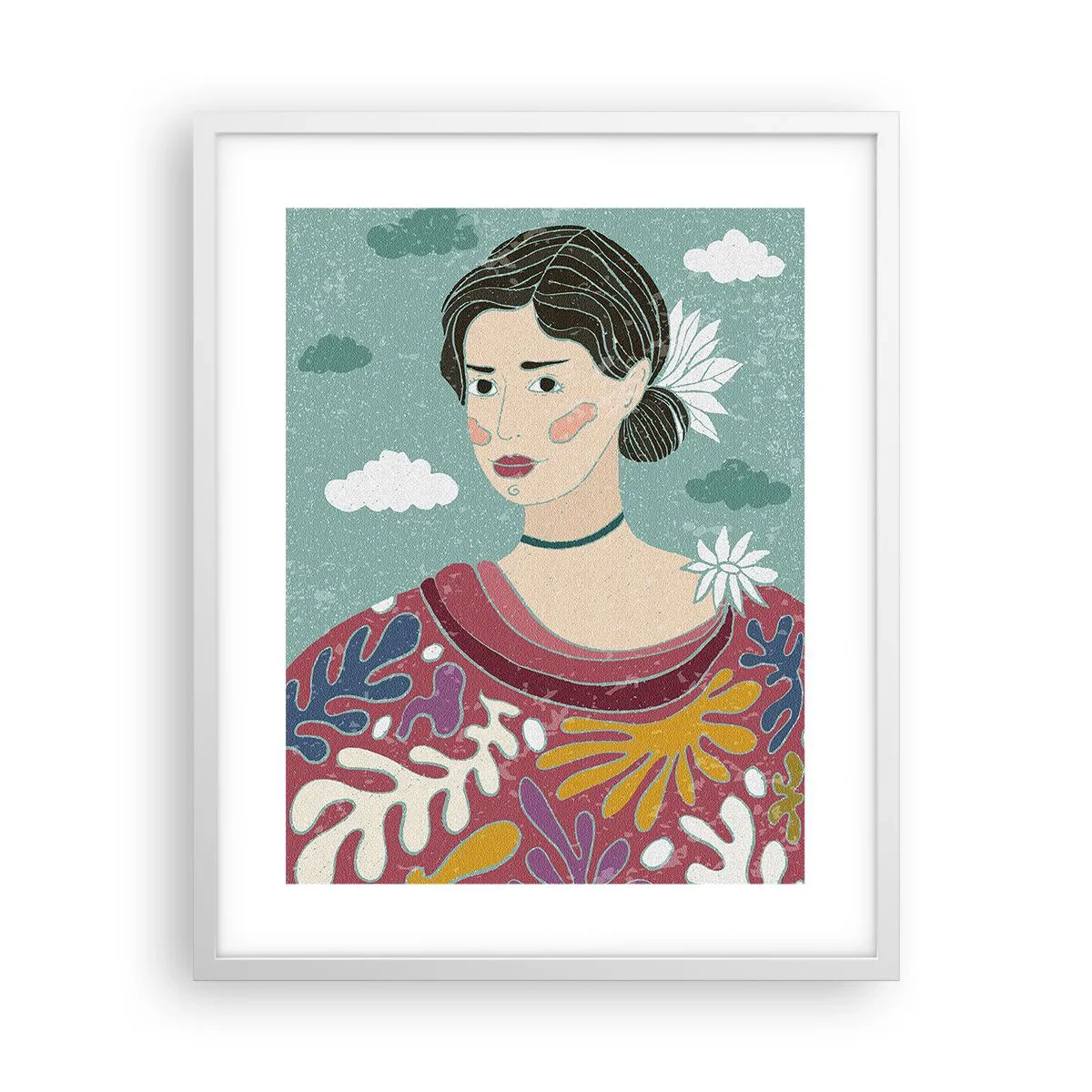 Póster en marco blanco - Con melancolía en la mirada - 40x50 cm