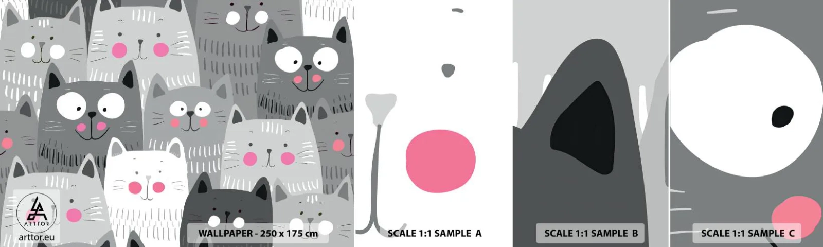 Muestra De Fotomural Standard Eco - El mundo de los gatos - Para niños, Gato, animales - 100x30 cm