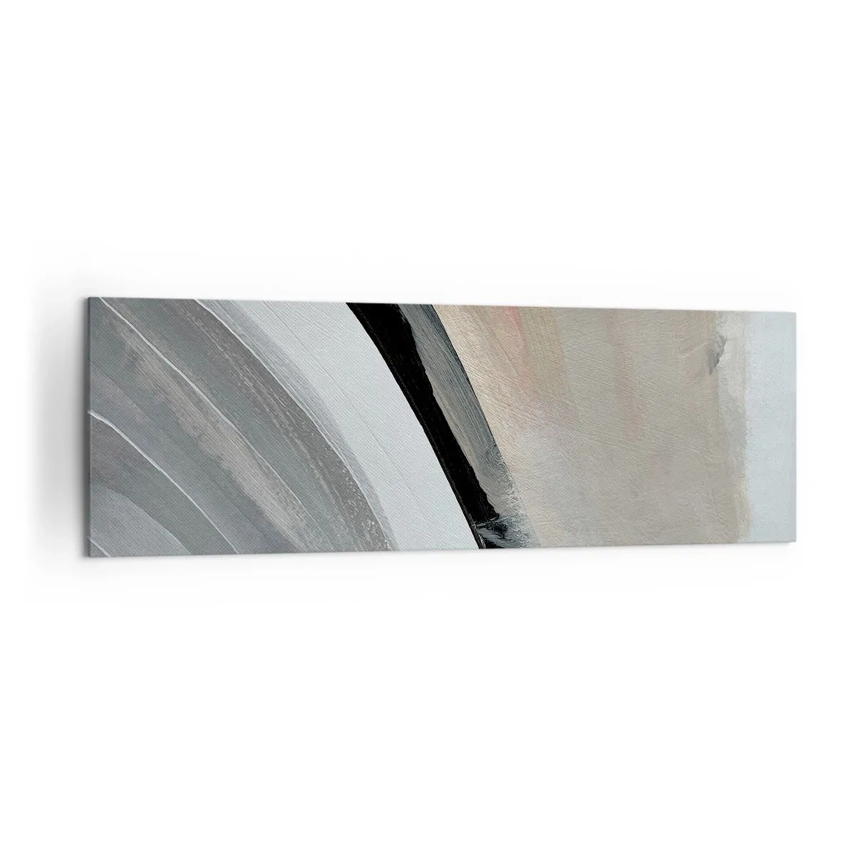 Cuadro sobre lienzo - Impresión de Imagen - Arco abstracto en tonos negro, gris y beige. - 160x50cm - Composición: un arco negro y gris - Decoración de pared moderna para salón y dormitorio ARTTOR