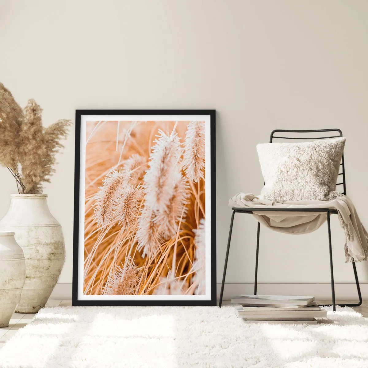 Póster en marco negro - El dorado susurro de las hierbas - 50x70 cm