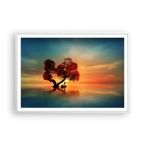 Póster en marco blanco - La lejanía y el silencio del mundo - 100x70 cm