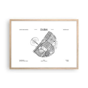 Póster en marco roble claro - Anatomía de Dubái - 70x50 cm