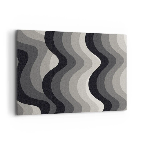 Cuadro sobre lienzo - Impresión de Imagen - Patrones ondulados en blanco y negro en tonos de gris. - 120x80cm - Ola tras ola - Decoración de pared moderna para salón y dormitorio ARTTOR