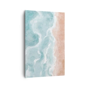 Cuadro sobre lienzo - Impresión de Imagen - Playa abstracta con olas en tonos azules y beige. - 80x120cm - Abstracción de nubes - Decoración de pared moderna para salón y dormitorio ARTTOR