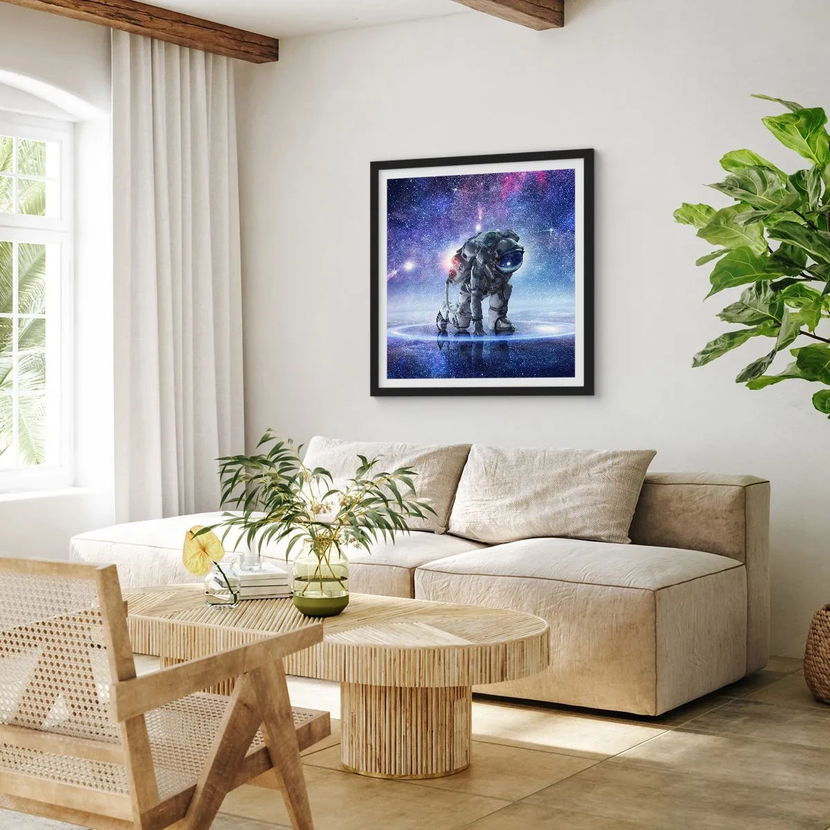 Póster en marco negro - Cielo estrellado sobre mí - 40x40 cm