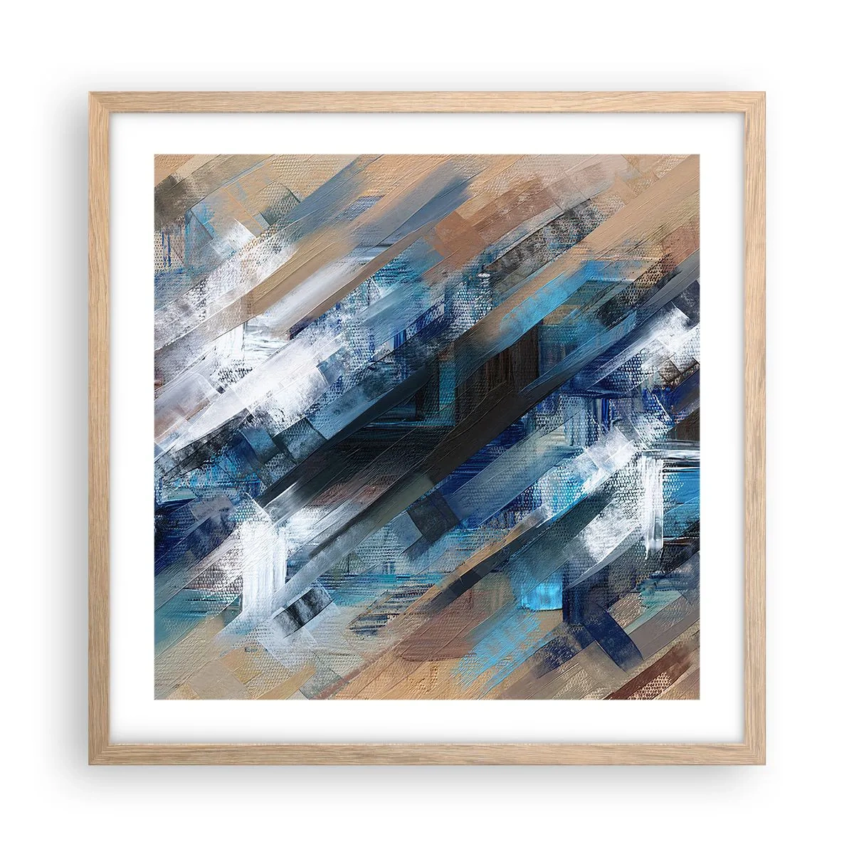 Póster en marco roble claro - En una inclinación azul - 50x50 cm