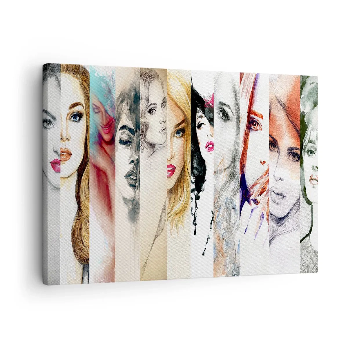Cuadro sobre lienzo - Impresión de Imagen - Una colección de retratos de mujeres en varios estilos artísticos. - 70x50cm - Y siempre eres tú - Decoración de pared moderna para salón y dormitorio ARTTOR
