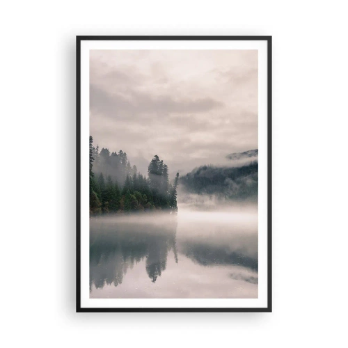 Póster en marco negro - En el ensueño, en la niebla - 70x100 cm