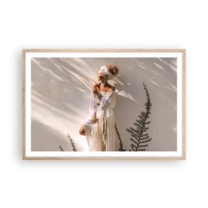 Póster en marco roble claro - El sol y la joven - 91x61 cm