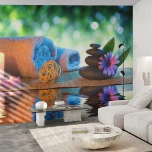 Fotomural Premium Sand - Tiempo para el cuerpo - Spa, Vela, Cultura Japón - 500x350 cm