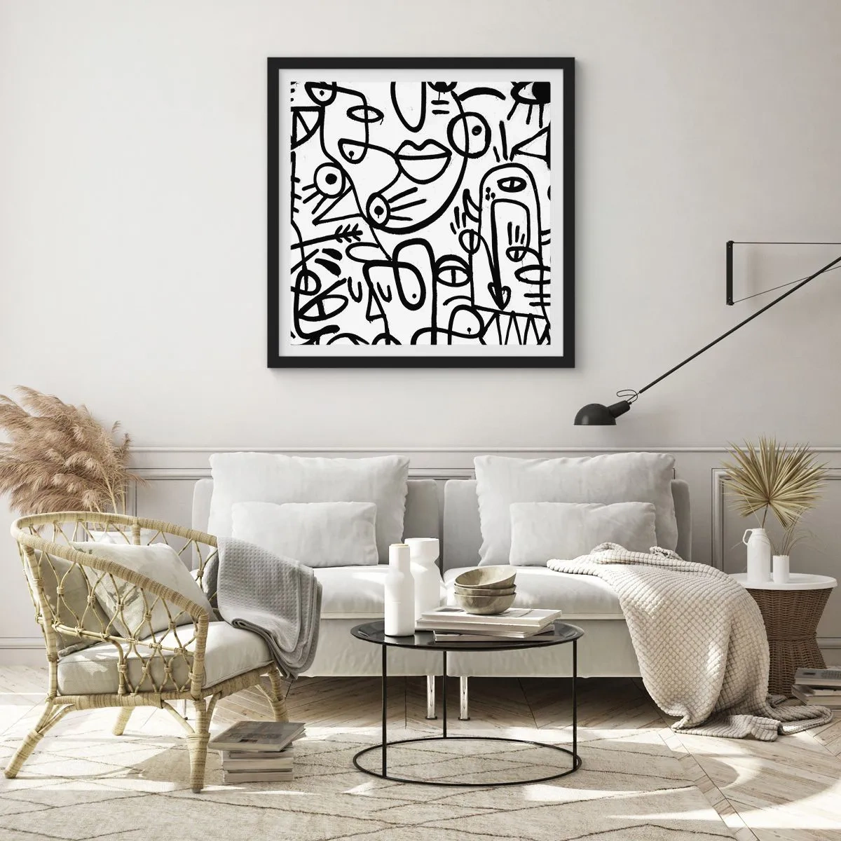 Póster en marco negro - Rostros y espejismos - 50x50 cm