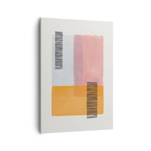 Cuadro sobre lienzo - Impresión de Imagen - Geometría en colores pastel con líneas sobre fondo claro. - 50x70cm - La rectitud - Decoración de pared moderna para salón y dormitorio ARTTOR