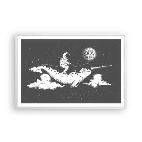 Póster en marco blanco - Jinete espacial - 91x61 cm