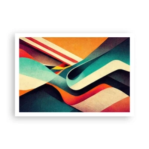 Póster - Ondas abstractas coloridas en una composición dinámica - 100x70cm - Composición intensa - Decoración de pared moderna para salón y dormitorio ARTTOR