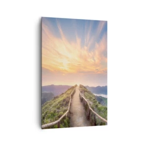 Cuadro sobre lienzo - Impresión de Imagen - Un pintoresco sendero en una colina con vista al atardecer. - 80x120cm - Cerca del cielo - Decoración de pared moderna para salón y dormitorio ARTTOR