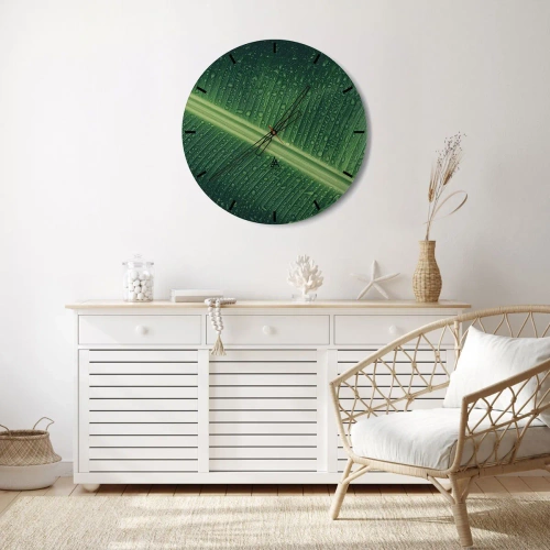 Reloj de pared - Reloj de vidrio - Estructura del verde - 40x40 cm
