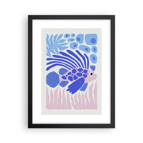 Póster en marco negro - En su mundo - 30x40 cm