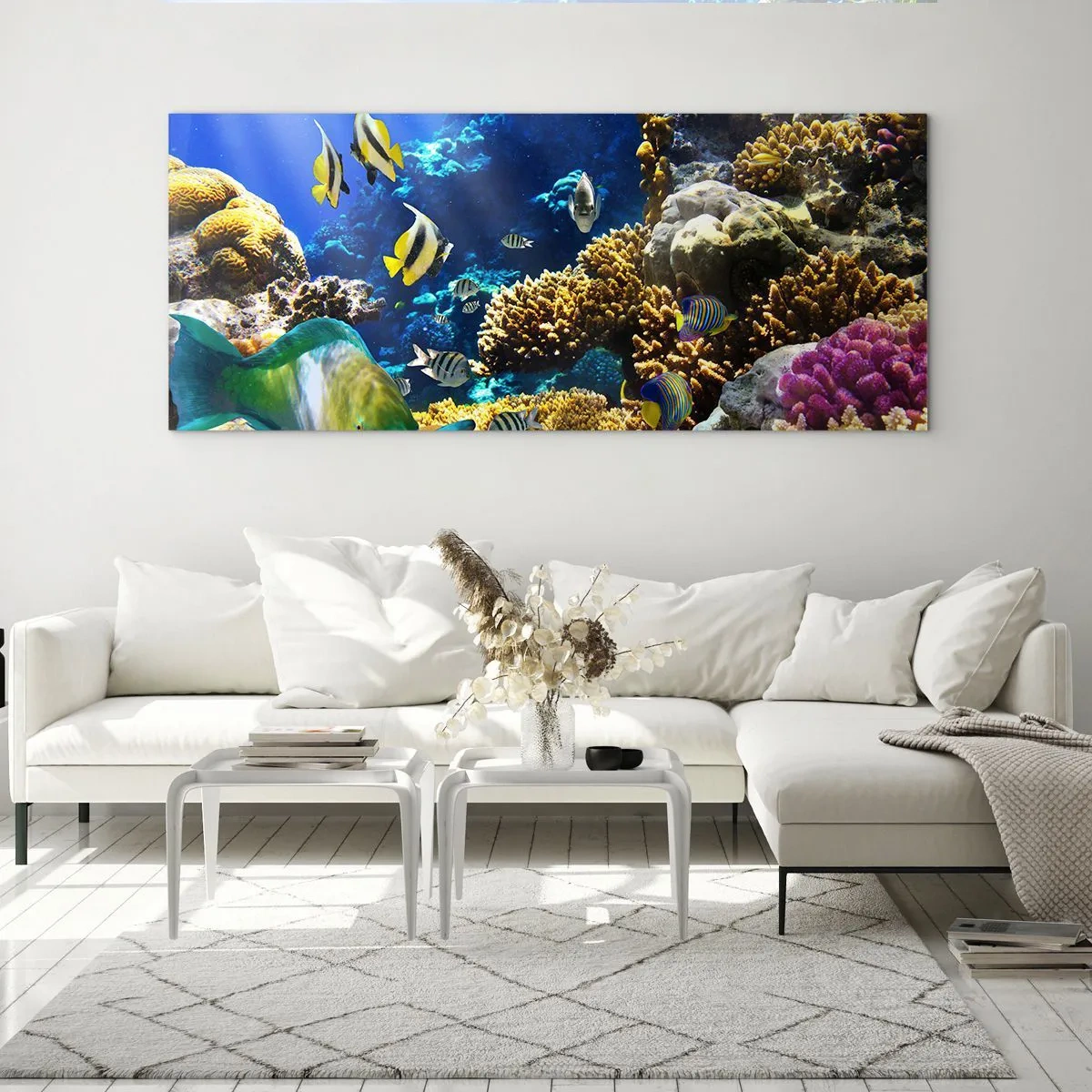 Cuadro sobre vidrio - Impresiones sobre Vidrio - Vacaciones submarinas - 90x30 cm