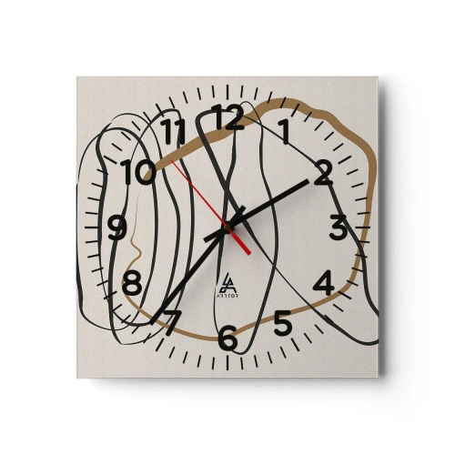 Reloj de pared - Reloj de vidrio - Composición: danza lineal - 40x40 cm