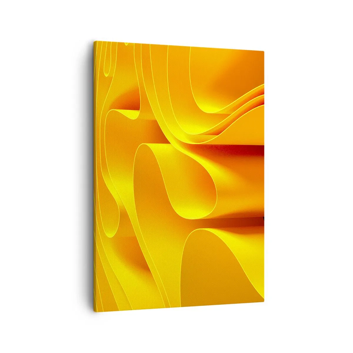 Cuadro sobre lienzo - Impresión de Imagen - Ondas abstractas amarillas que se asemejan a los rayos del sol - 50x70cm - Como las olas del sol - Decoración de pared moderna para salón y dormitorio ARTTOR