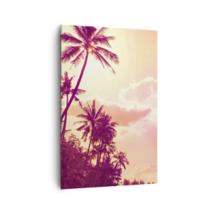 Cuadro sobre lienzo - Impresión de Imagen - Palmeras iluminadas por el sol poniente en un cielo tropical - 80x120cm - Debes elegir - Decoración de pared moderna para salón y dormitorio ARTTOR