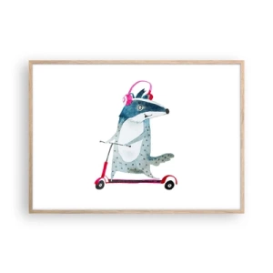 Póster en marco roble claro - Alegrías de tejón - 100x70 cm