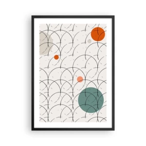 Póster en marco negro - Abstracción geométrica moderna con acentos coloridos. - 50x70cm - Con espíritu pop-art - Decoración de pared moderna para salón y dormitorio ARTTOR