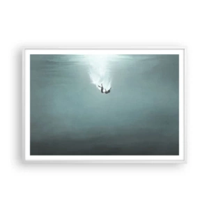 Póster en marco blanco - En el abrazo del océano - 100x70 cm