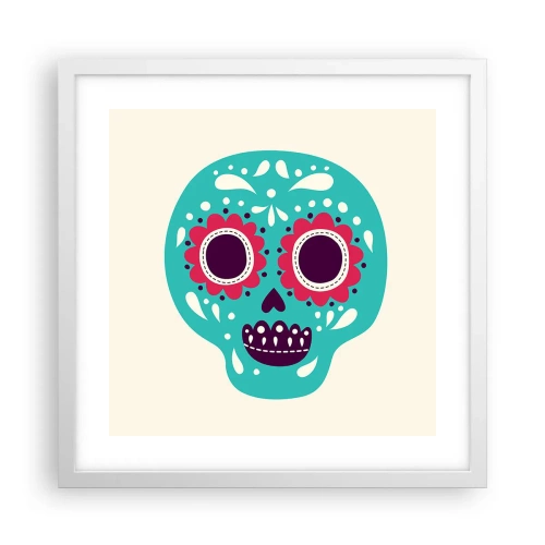 Póster en marco blanco - La vida: diversión hasta la muerte - 40x40 cm