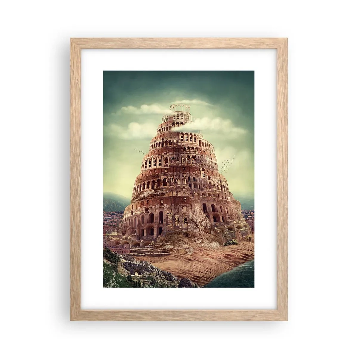 Póster en marco roble claro - La Torre de Babel - 30x40 cm