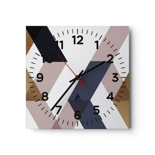 Reloj de pared - Reloj de vidrio - Rectas y ángulos - 40x40 cm