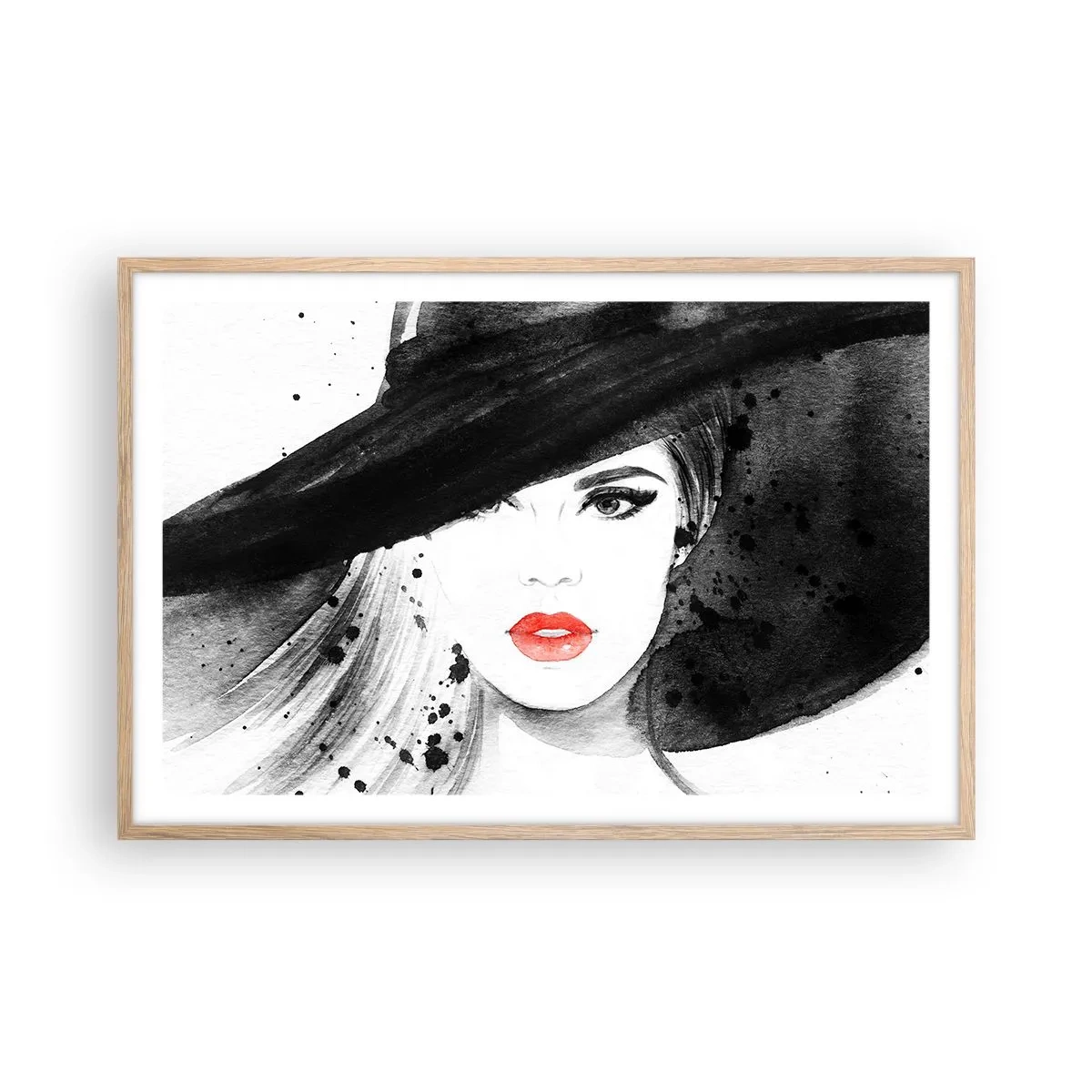 Póster en marco roble claro - Dama de negro - 91x61 cm