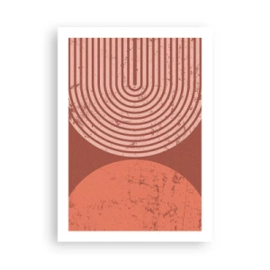 Póster - Abstracción geométrica en tonos terracota con efecto vintage. - 50x70cm - Estrecha relación - Decoración de pared moderna para salón y dormitorio ARTTOR