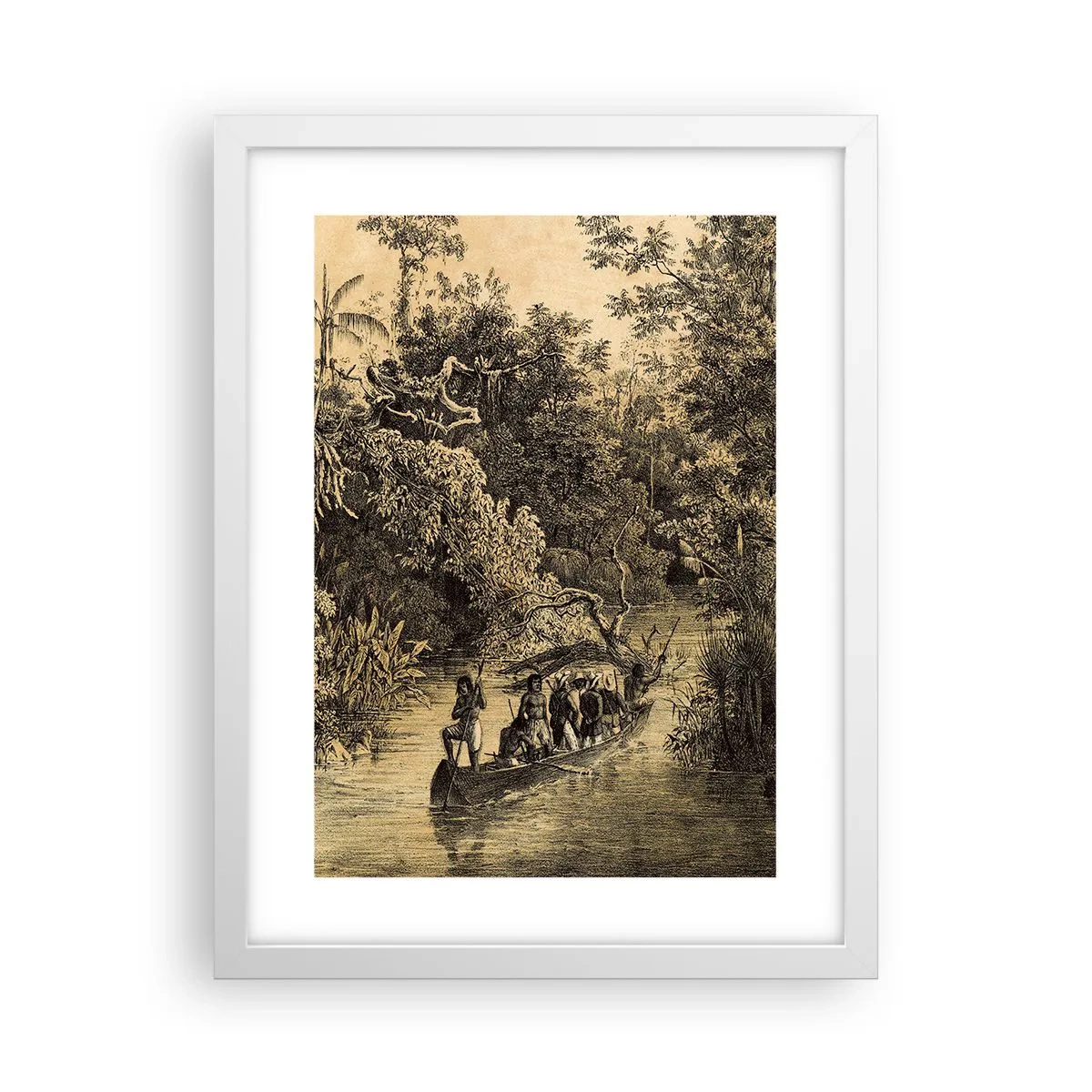 Póster en marco blanco - Expedición a la fuente - 30x40 cm