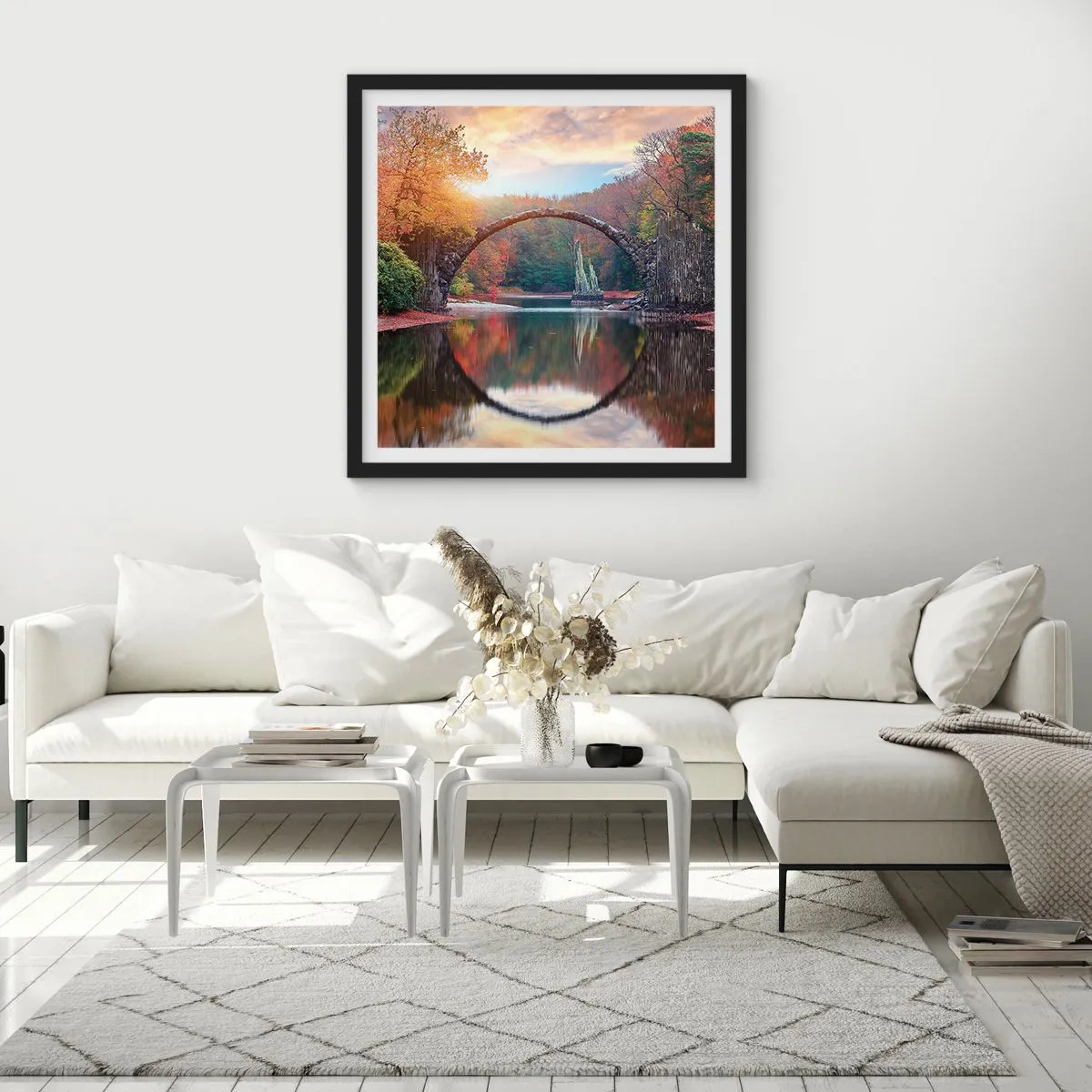 Póster en marco negro - Al otro lado del espejo - 50x50 cm