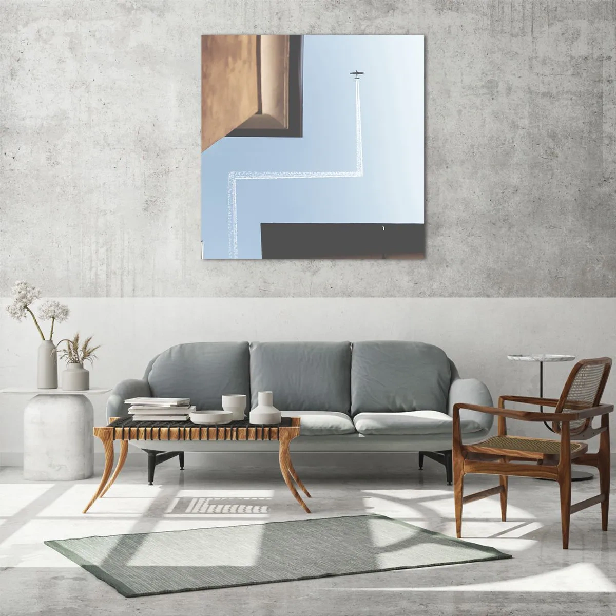 Cuadro sobre vidrio - Impresiones sobre Vidrio - Por encima del laberinto urbano - 40x40 cm