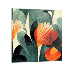 Cuadro sobre vidrio - Impresiones sobre Vidrio - El calor del trópico y el frescor del verdor - 40x40 cm